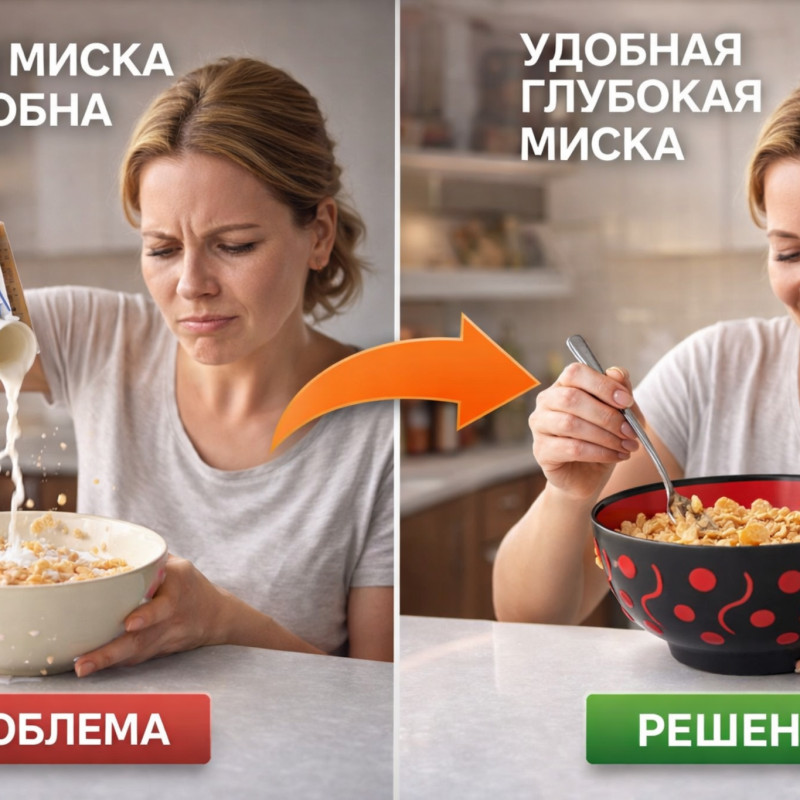 Удобная глубокая миска для завтрака