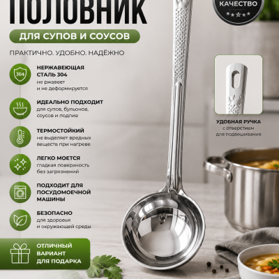 КУХОННЫЙ ПОЛОВНИК ИЗ НЕРЖАВЕЮЩЕЙ СТАЛИ