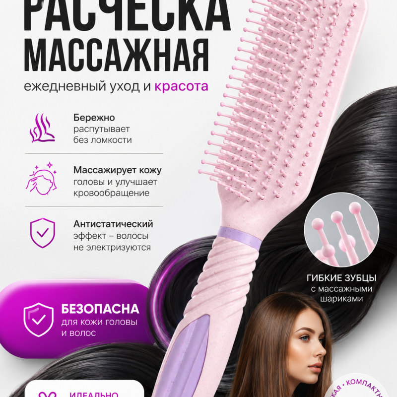 🌸 МАССАЖНАЯ РАСЧЁСКА ДЛЯ ВОЛОС