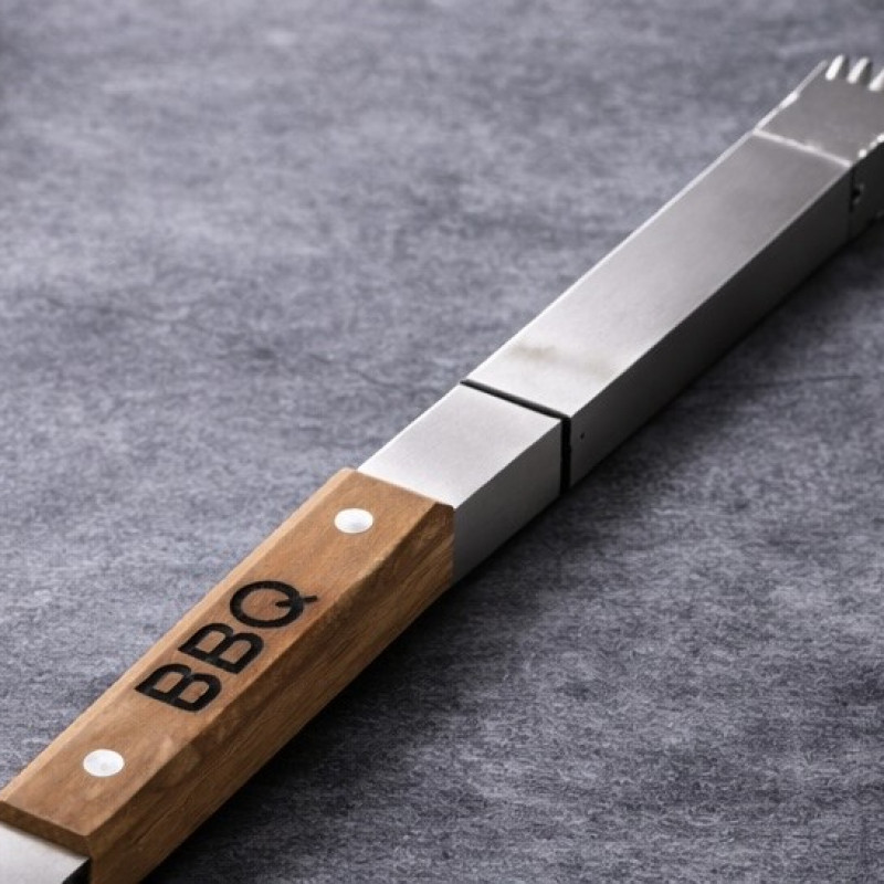 Щипцы для гриля BBQ с деревянной ручкой
