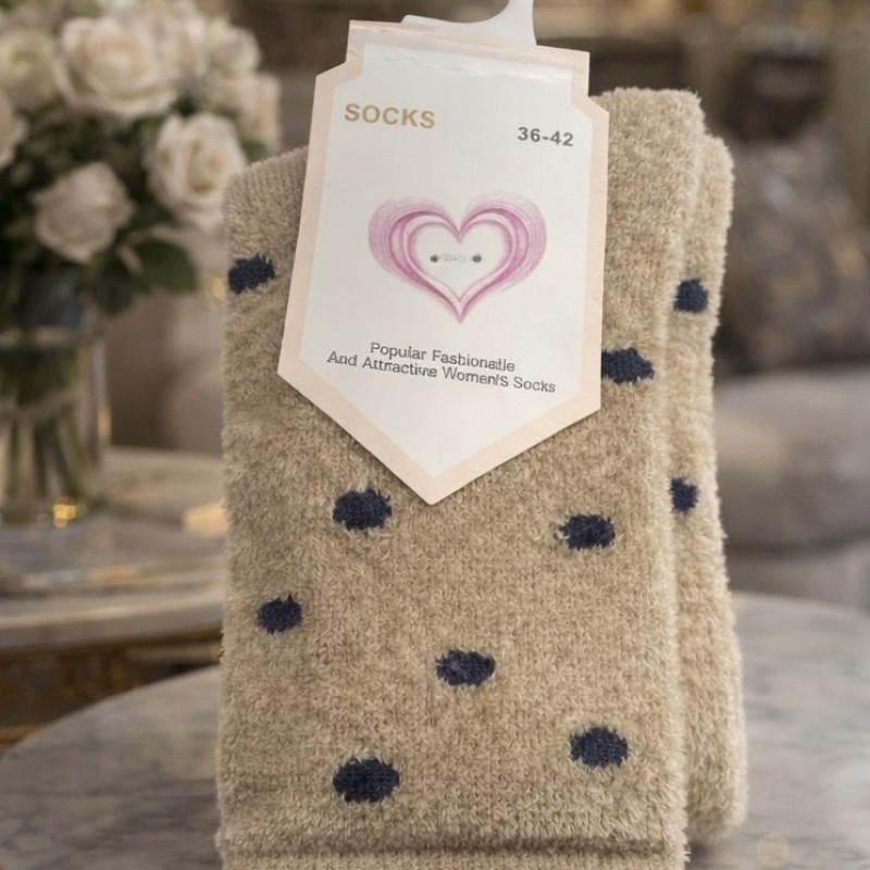 Женские тёплые носки с узором в горошек