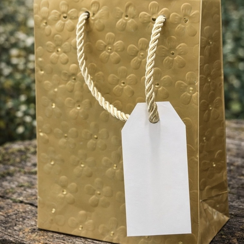 Подарочный пакет с тиснением (золотой)