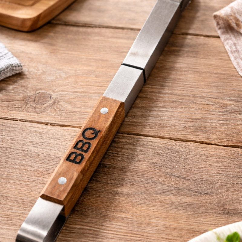 Щипцы для гриля BBQ с деревянной ручкой