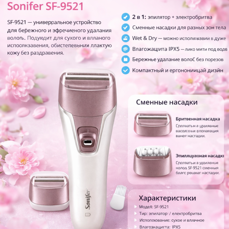 Эпилятор и шейвер 2-в-1