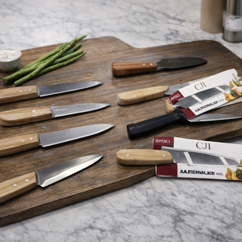 Набор кухонных ножей с деревянной ручкой