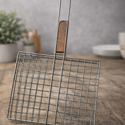 Решётка для гриля / мангала с деревянной ручкой