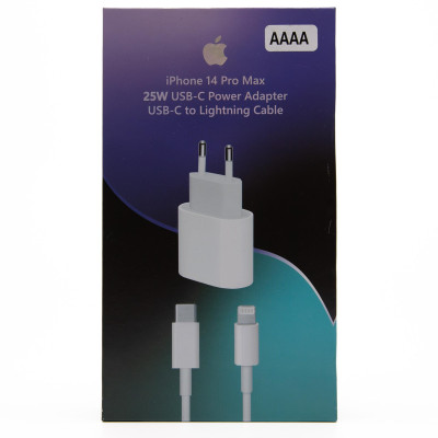 Адаптер и провод для iPhone, с быстрой зарядкой, 25 Вт - 20 Вт, Type-C/USB-C - lightning, AAAA