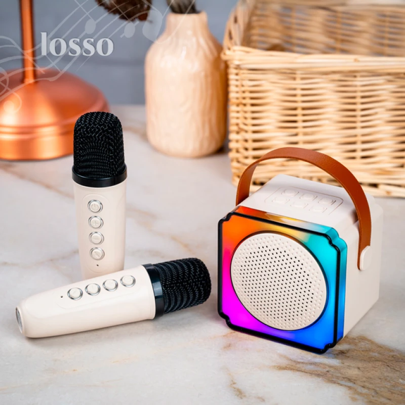 Караоке мікрофон з колонкою« LOSSO P8 Double бездротовий белый»