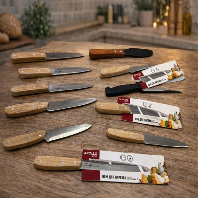 Набор кухонных ножей с деревянной ручкой