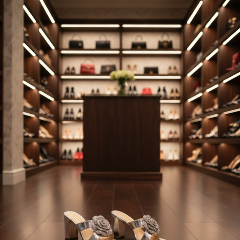 Элегантные босоножки с декоративным цветком