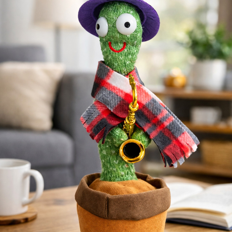 Танцующий кактус с саксофоном