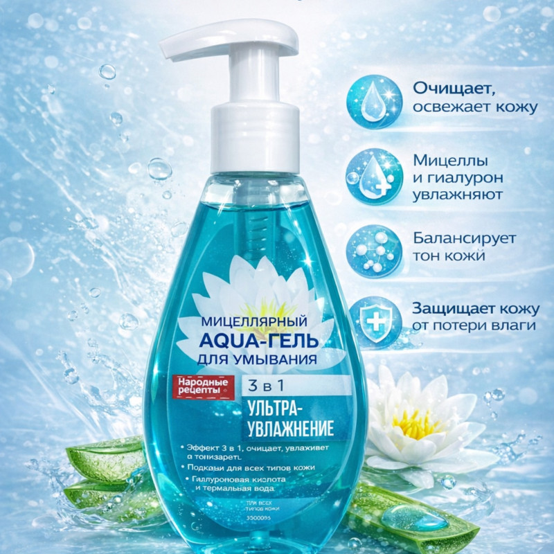 Мицеллярный Aqua-гель для умывания