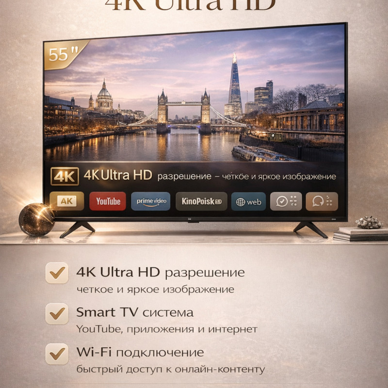 SMART TV 55" — Умный телевизор 4K Ultra HD