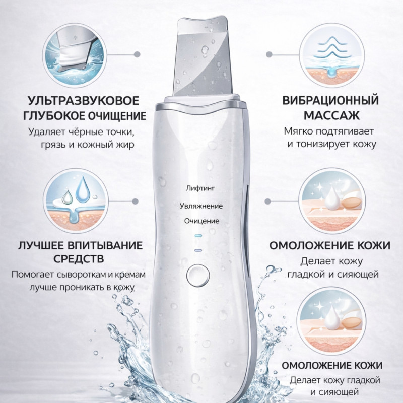 Ультразвуковой скраббер для очистки лица