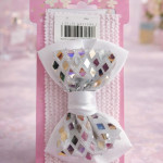 Ободок на резинке лента белая